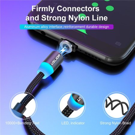 USLION-Magnetic-USB-Cable-For-iPhone-14-13-Xiaomi-Samsung-Type-C-Cable-LED-Fast-Charging-1
