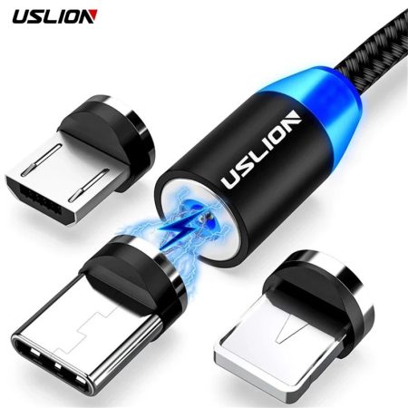 USLION-Magnetic-USB-Cable-For-iPhone-14-13-Xiaomi-Samsung-Type-C-Cable-LED-Fast-Charging